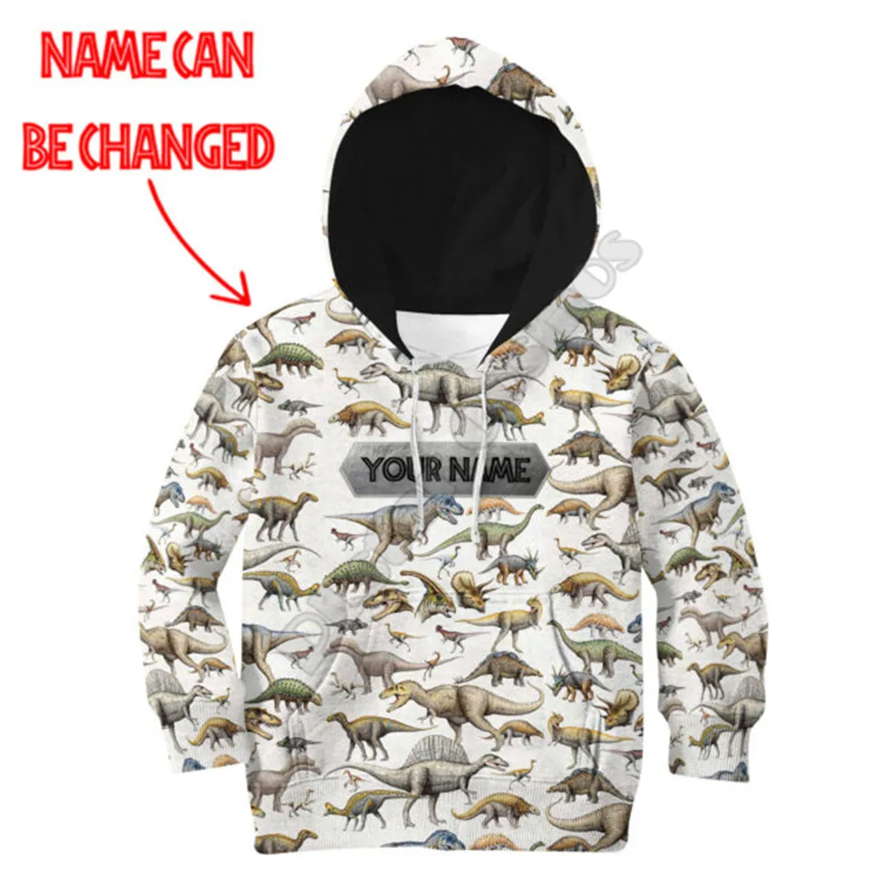 

Love Dinosaur Custom Name 3d printed Hoodies suit tshirt zipper Pullover Kids Suit Funny Animal Sweatshirt Tracksuit 08