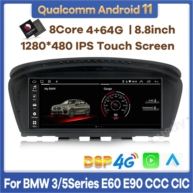 

8.8” Qualcomm Android 11 Car Multimedia Player GPS Radio for BMW 5 / 3 Series CCC CIC E60 E61 E62 E90 E91 CarPlay Video Stereo