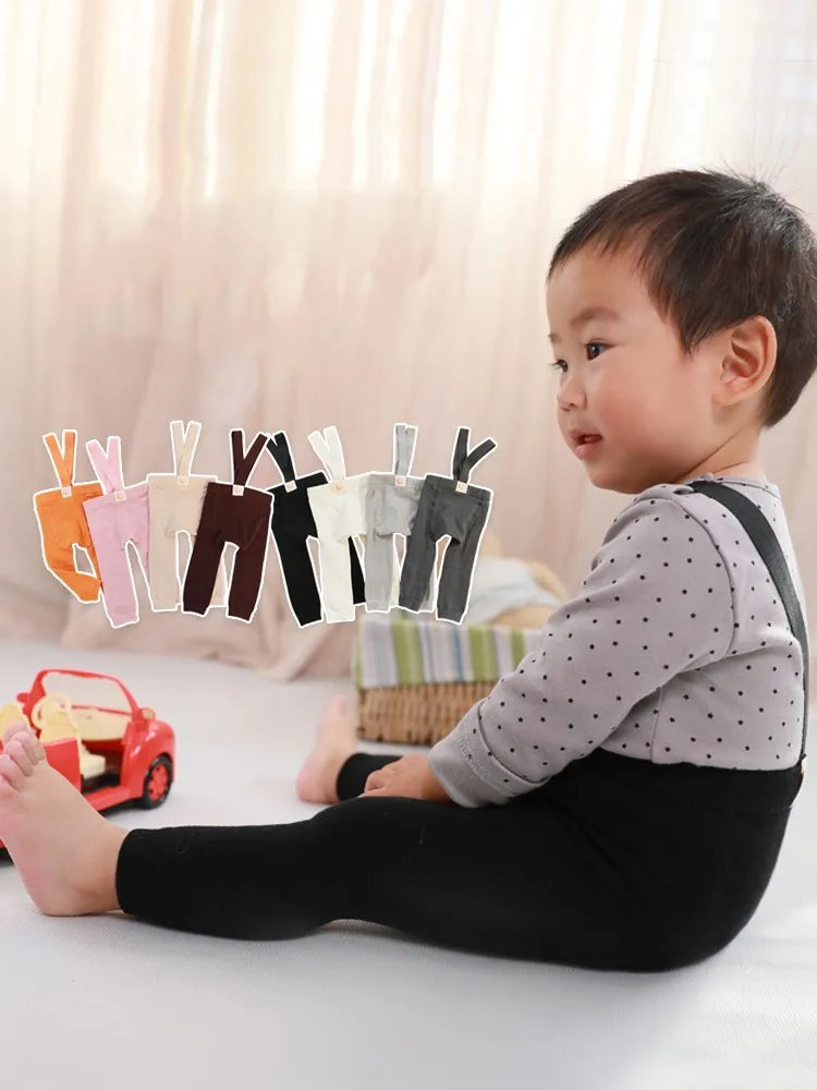 Baby Trousers Cotton Pants Baby Leggings Spring Fashion Boy Baby Solid High Waist Overalls Girl Children Cotton Leggings Infant Casual Suspenders Pants Kid Trousers