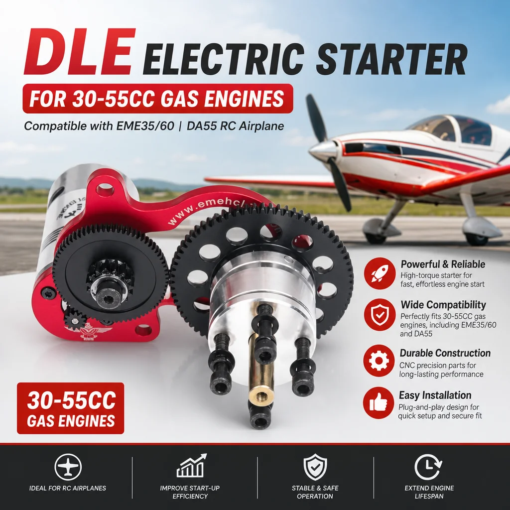 DLE Elektrostarter für 30–55 CC Gasmotoren, kompatibel mit EME35/60 DA55 RC-Flugzeugen