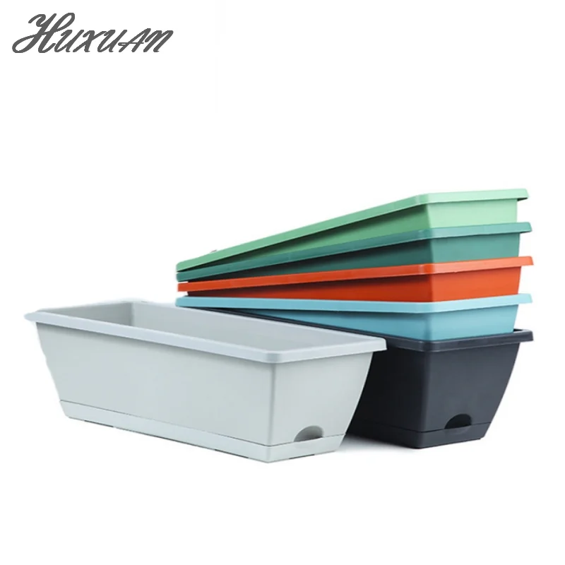 Classic Style Rectangular Resin Window Box Planter Flowers Home Gardening Pot Planting Bonsai Pots Large Container Flowerpot