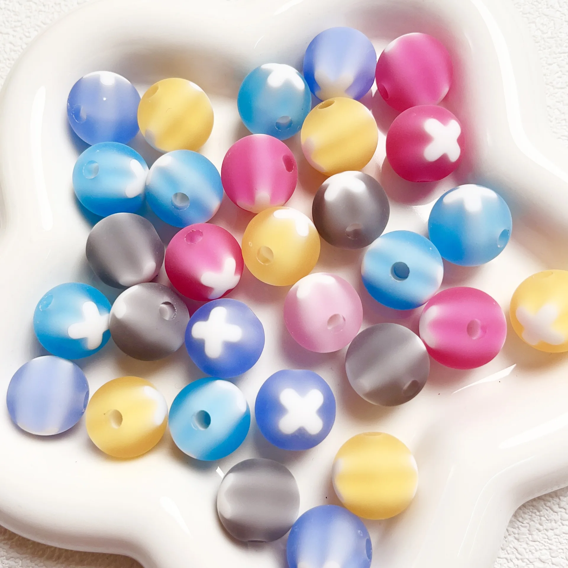 

Ювелирные изделия «сделай сам», 80 шт., 16 мм, резиновые красочные акриловые Круглые бусины с крестом, бусины для девочек, ожерелье, серьги, искусственные