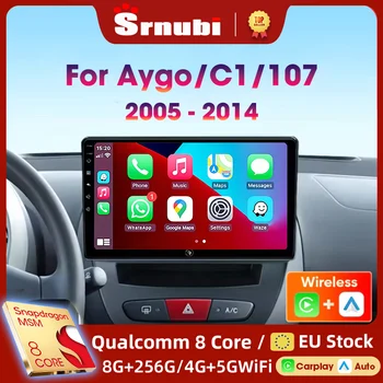 Srnubi Radio de coche para Peugeot 107 Toyota Aygo Citroen C1 2005-2014 inalámbrico Carplay Android Auto reproductor Multimedia de coche 2 Din 1