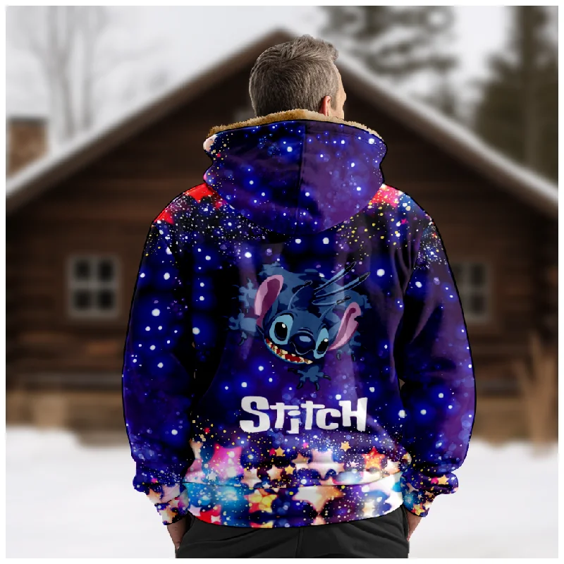 New starry sky Cotton Coat Hooded Sweater Casual Print Long Sleeve Zipper Sweater Thick Cotton Coat Winter