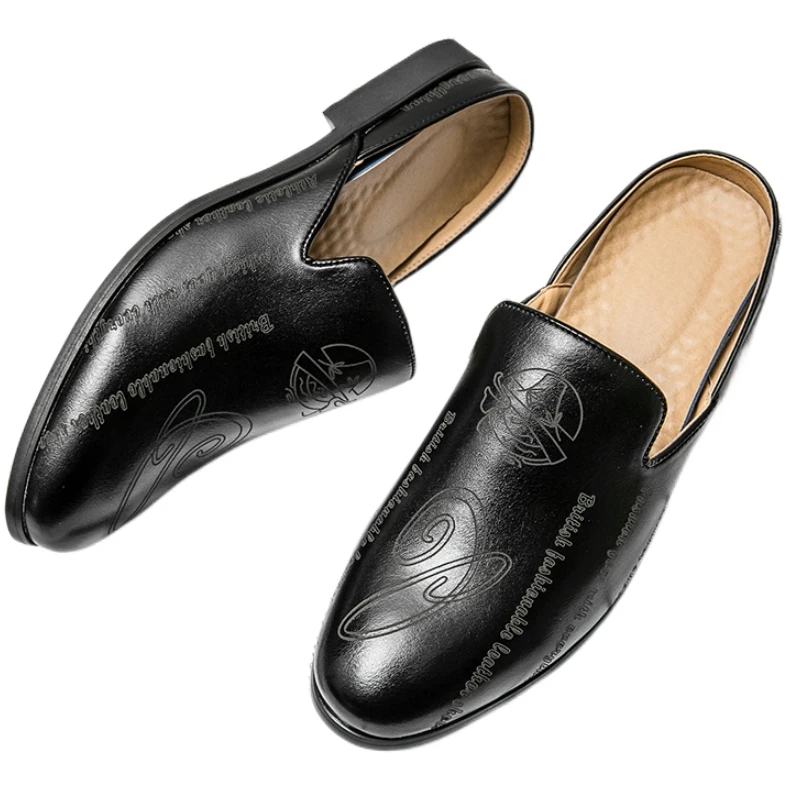 

New Black Men Sandals Slippers Brown Business Pu Leather Handmade Men Dress Shoes Size 38-44