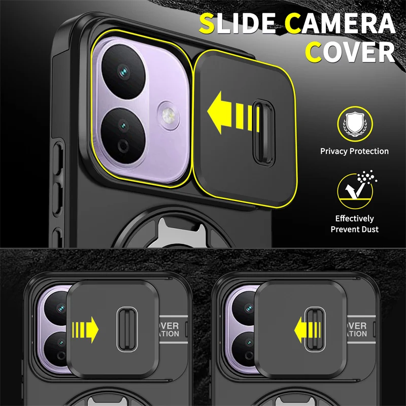 Shockproof Armor Case with Camera Lens Protection and Magnetic Car Mount Holder