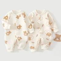 Combinaison en coton épais pour nouveau-né, adorable barboteuse ours, vêtements de ramper pour bébé, pyjama une pièce à manches longues pour garçon et fille, hiver 1