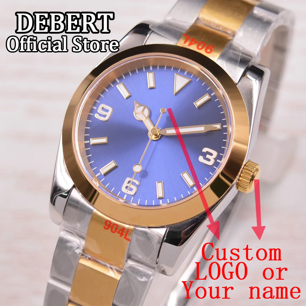 

DEBERT 36mm/39mm NH35 Automatic Watch MIYOTA Movement Sapphire Crystal Luminous Hand Blue Gradient Dial Custom relogio masculino