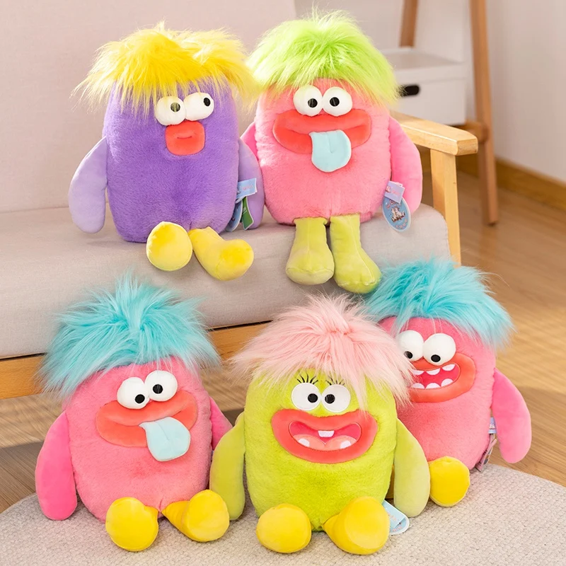 40cm Cartoon Stupid Little Monster Plush Toy Cute Stuffed Soft Anime Long Tongued Toothed Monster Plushies Doll for Home Decor