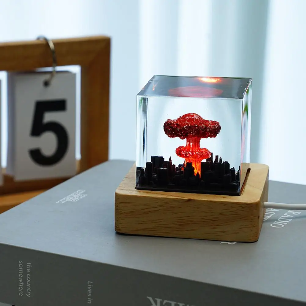 USB Night Light Original Atomic Bomb Model Atmosphere Lamp Nuclear Explosion Bomb Mushroom Cloud Lamp Flameless Lamp Decoration