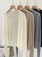 Chic Lightweight Knitted Open Cardigan Women's Autumn 2025 Loose Cuff Casual Top Sun Protection irt Korean Sle Commute