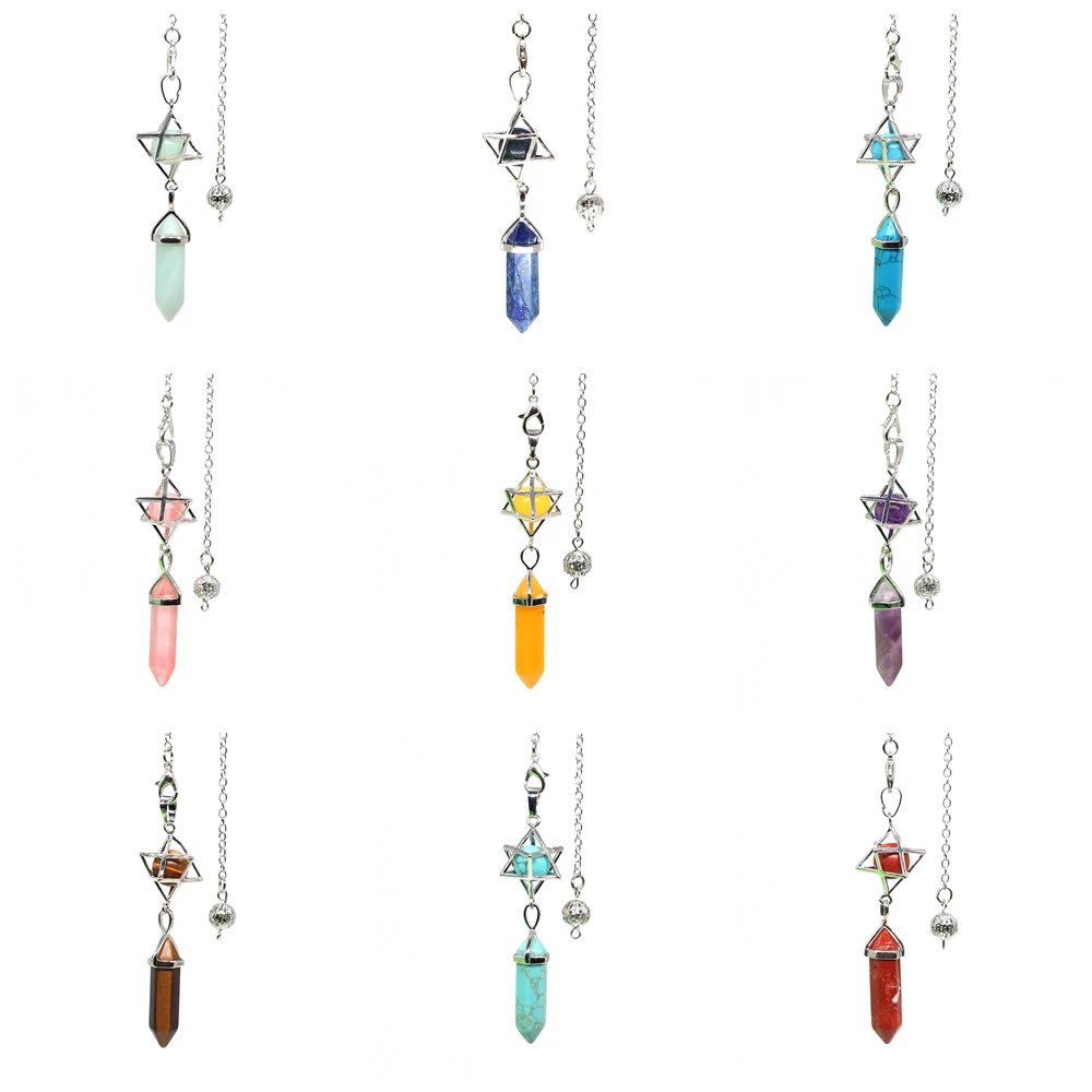 Naturstein Quarz Pendel zum Wünscheln Weissagung sechseckigen Kristall Merkaba Esoterik Shuttle spirituelle Chakra heilige Pendu – Detail 3