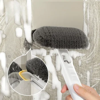 Spazzola per pulizia multifunzionale girevole per aggiunta di liquidi, spazzola per pareti e pavimenti, spazzola per fessure del bagno, con raschietto in silicone 1
