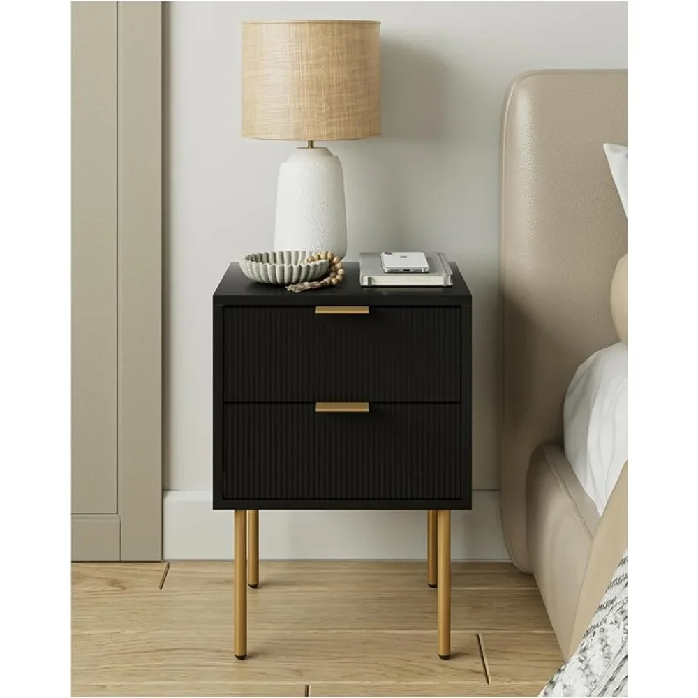 Nightstand,Small Bedside Table with Gold Frame 1