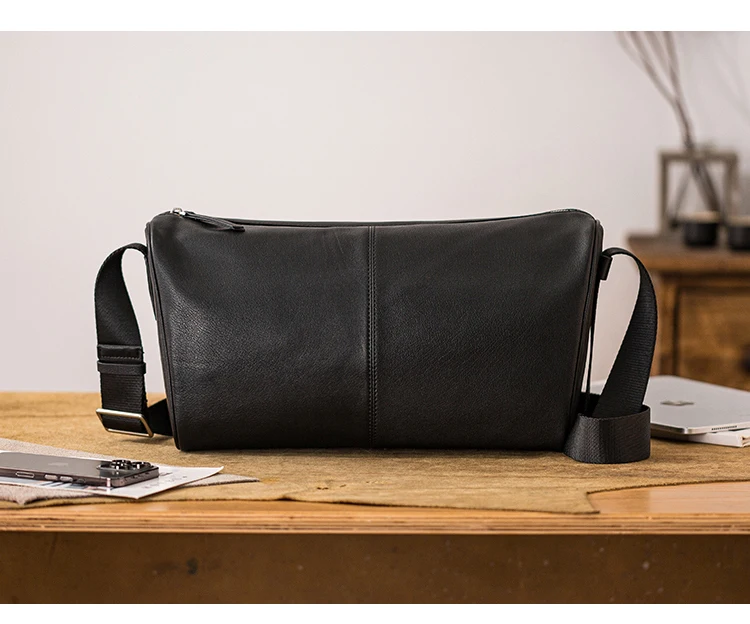 PNDME Outdoor tägliches Pendeln erste Schicht Rindsleder Herren Umhängetasche Freizeit Wochenende Reisen Luxus echtes Leder Unterarmtasche – Detail 7