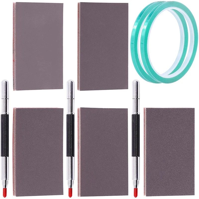 10Pcs Scribe Tool Engraver Pen With Carving Guide Line Scribing Tape And Sanding Sponges Set For Polishing,Glass,Ceramic cnc wood router machine Woodworking Machinery