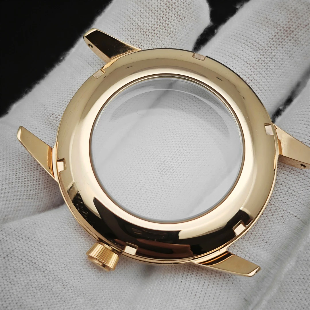 Elegant Silver Rose Gold Steel Cocktail Watch Case with Arch Glass