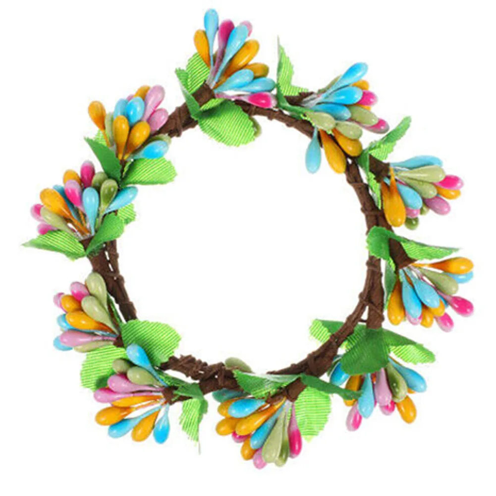 

Easter Wreath Candle Rings Cafe Dining Room 4Pcs Beautiful Colorful House Decoration 0.98\"D X 3.94\"W X 0.98\"H
