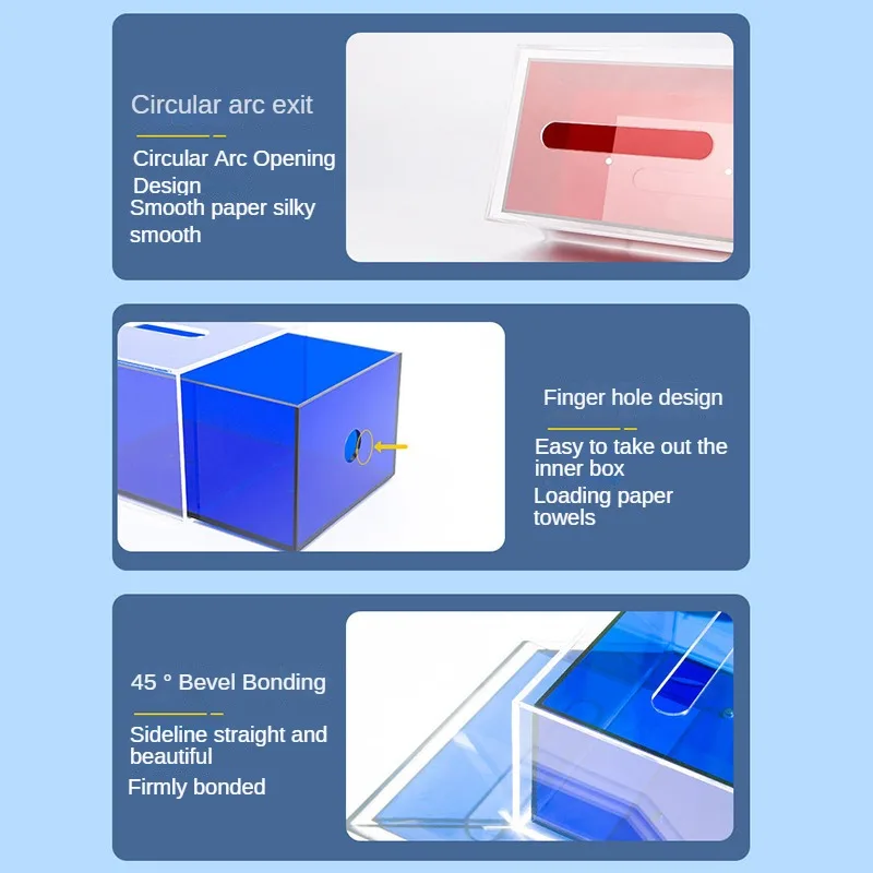 Creative Transparent Acrylic Tissue Box Living Room Paper Box Holder Simple Coffee Table Napkin Storage Box Decorative Ornament 3