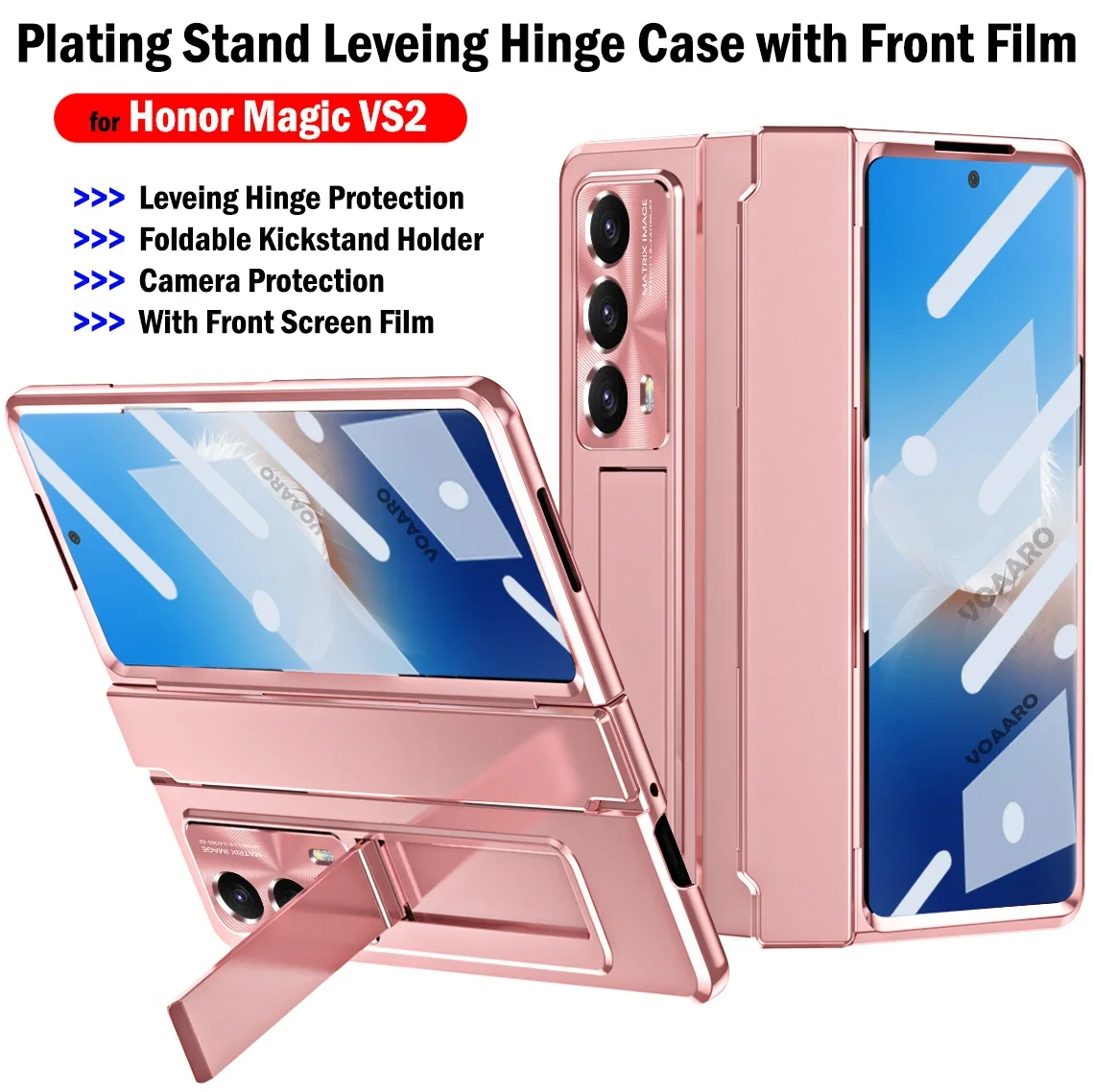 

With Front Screen Glass Film Plating Kickstand Armor Funda for Honor Magic VS2 Case for Honor Magic VS2 Leveing Hinge Case