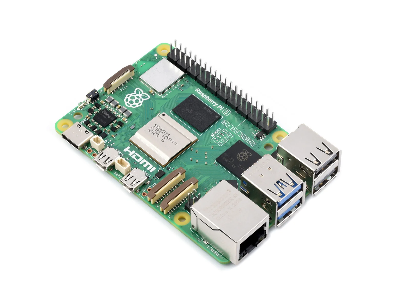 Raspberry Pi 5, 4GB/8GB RAM ɼ, BCM2712 μ, 2.4GHz  ھ 64 Ʈ  Cortex-A76 CPU, RP1 I/O 