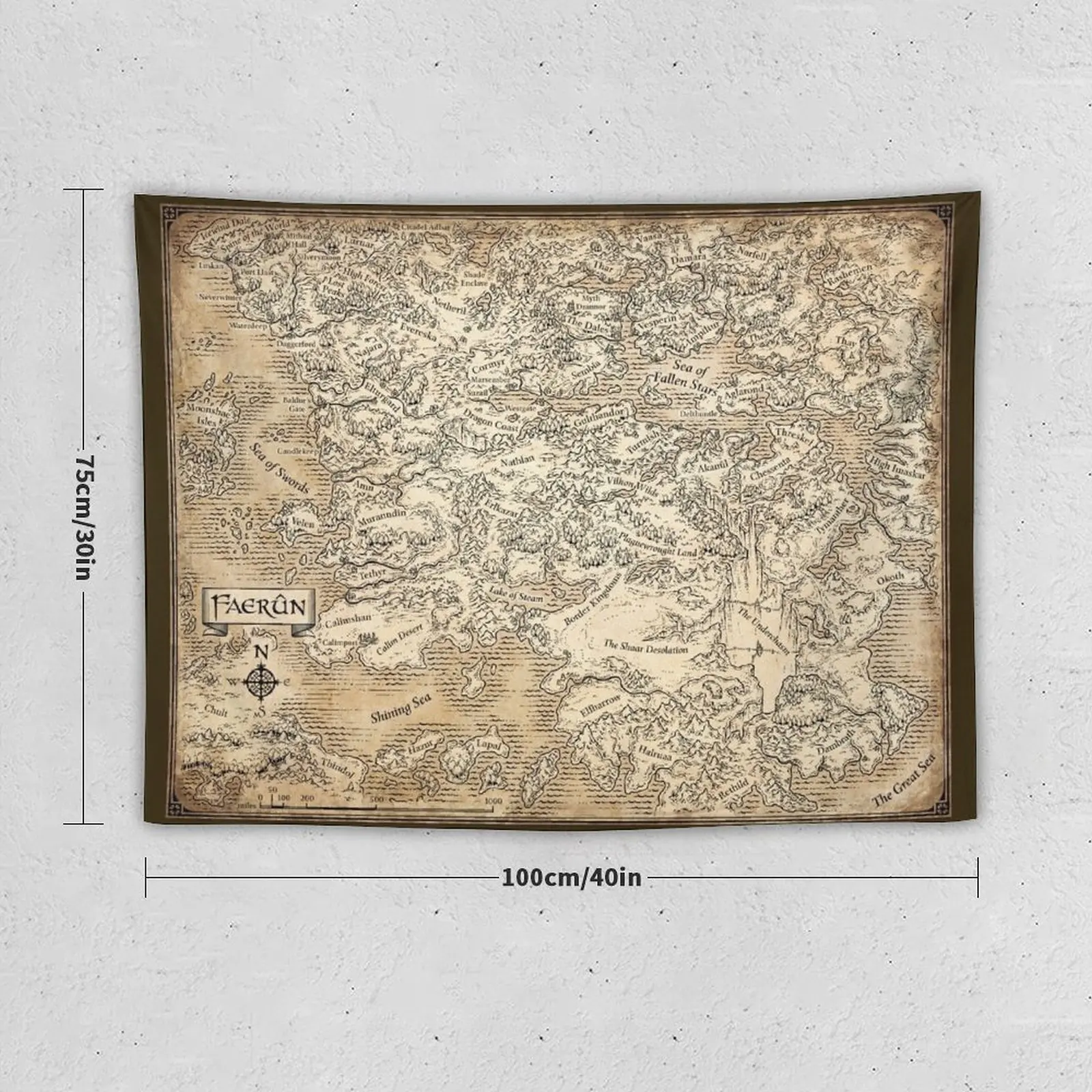 Annotated Map Of Faerun Tapestry Wall Coverings Wall Decor