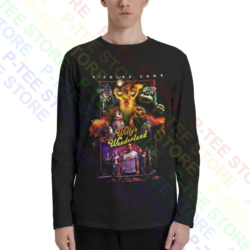 Willys Wonderland 2021 Poster Alexander Cage Battles Animatronic Robot T-Shirt A Maniche Lunghe T-Shirt Tee Nuove Offerte Calde