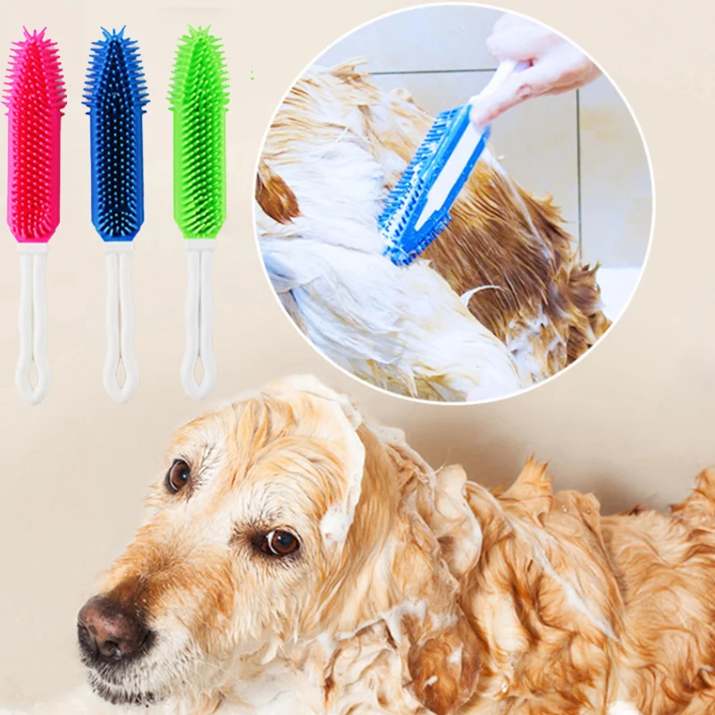 Cepillo de baño de silicona para mascotas, cepillo suave para perros, cepillo de ducha para gatos, peine de masaje para cachorros y gatitos, para lavar el cabello._voghion.com