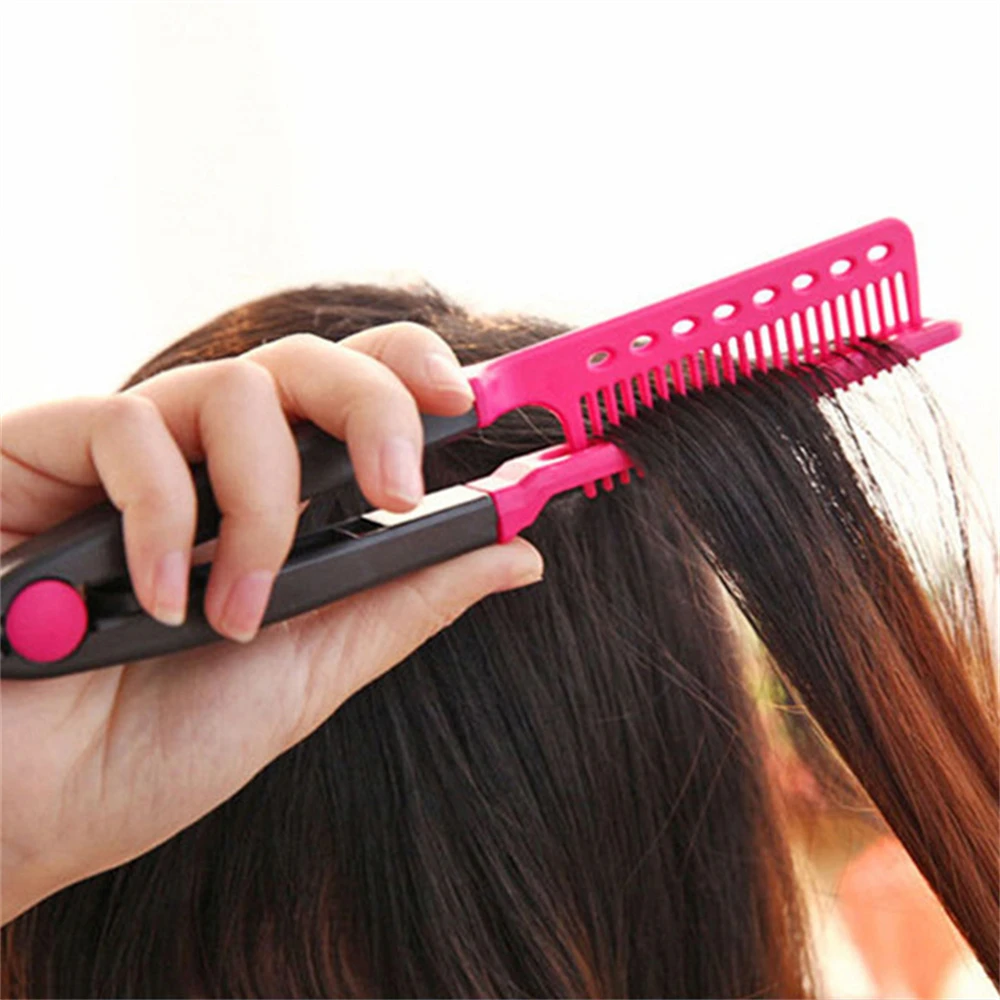 Folding V-Shaped Hair Straightener Brush 3