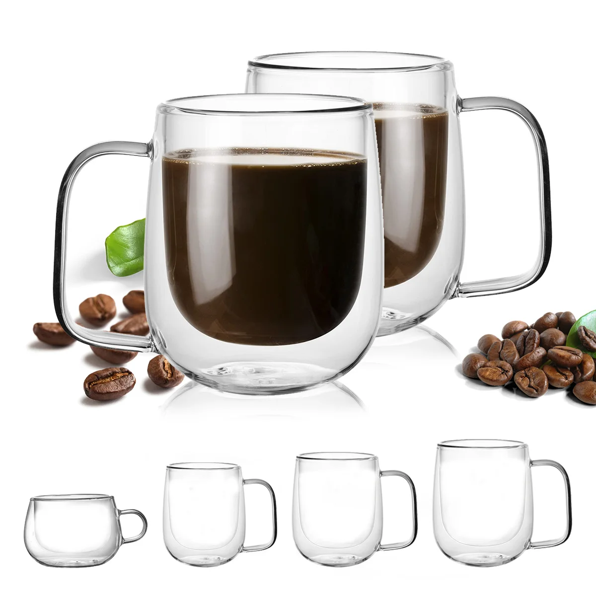 225 50 R18 4 Stagioni Tazze In Vetro A Doppia Parete - 2 Pezzi, 250 Ml, Isolate, Resistenti Al Calore, Con Manico Tazze Caffe