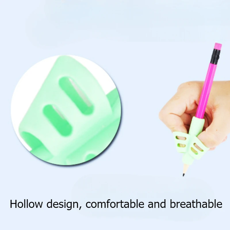 Color Soft Silicone Double Finger Pen Grip for Pencil Kids Writing Posture Corrector Student Learning Writing Tools 3Pcs/pack pencil finger grip