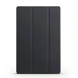 Elegant Trifold Flip Leather Tablet Case - Soft Silicone Shockproof Protective Cover for Redmi Pad SE 4G 8.7 (Black)