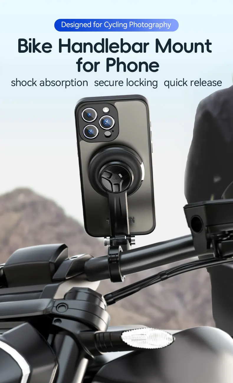 Bicycle Motorcycle Cycling Phone Holder Stand Mount 360° Rotation Shock absorpti