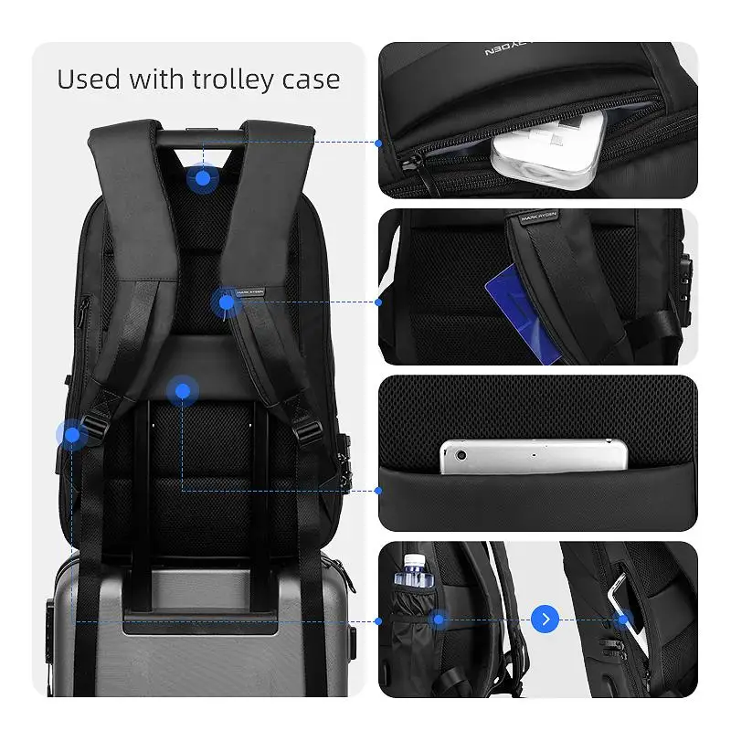 Mark Ryden NEW Anti-thief TSA Lock Men Backpack Waterproof Raincoat 15.6 inch Laptop Bag School Fashion Man Travel Bag 6