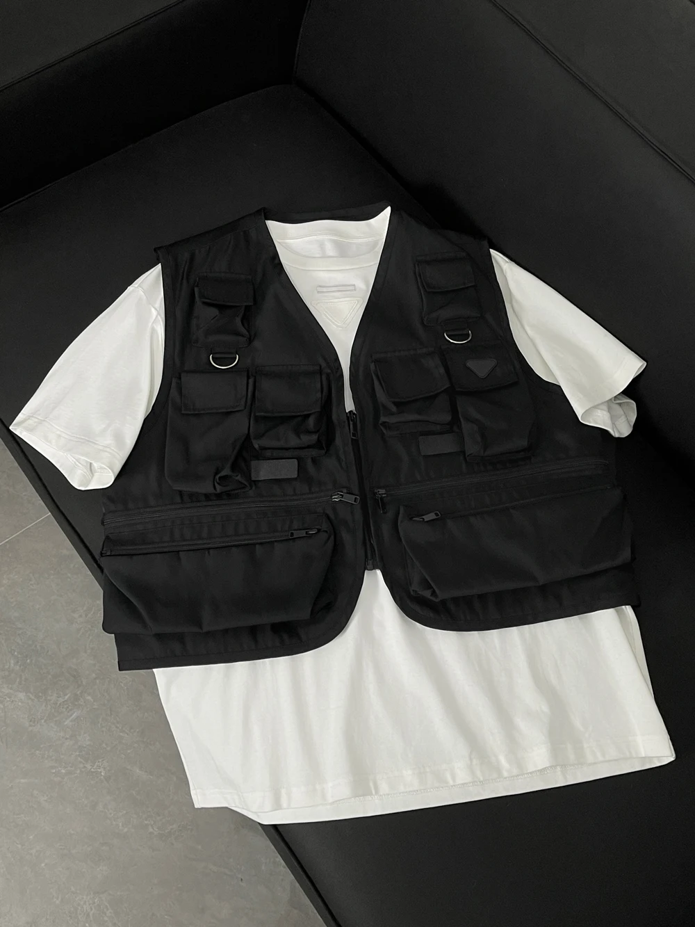 

Vest For Unisex 2024 New Spring/Summer Heavy-Duty Tactical Pocket Zipper Recycled Nylon Sleeveless Jacket Functional Design High