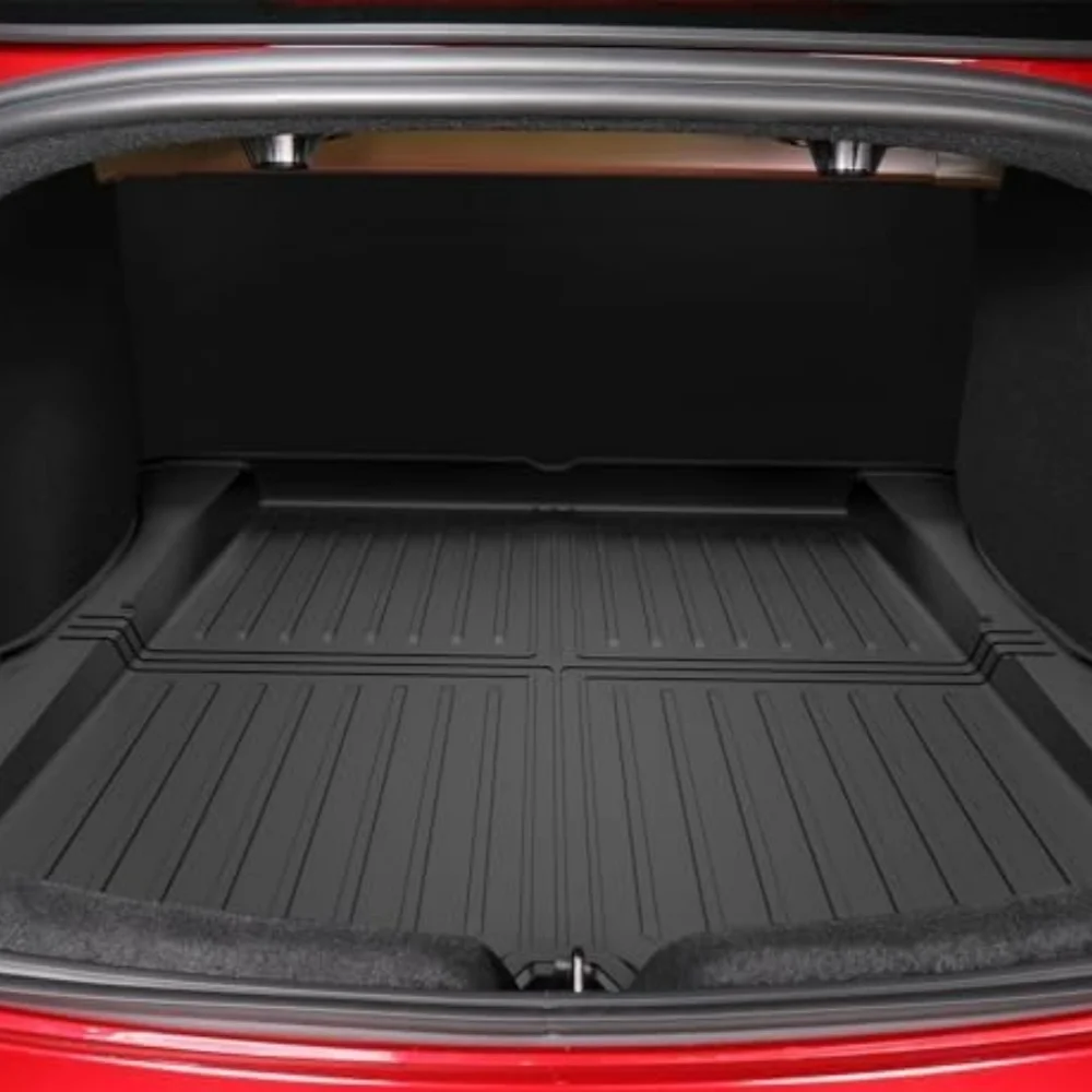 For Tesla Model 3 Highland TPE Floor Mats,All Weather Waterproof Anti-Slip Front Rear Cargo Liner Trunk Mat