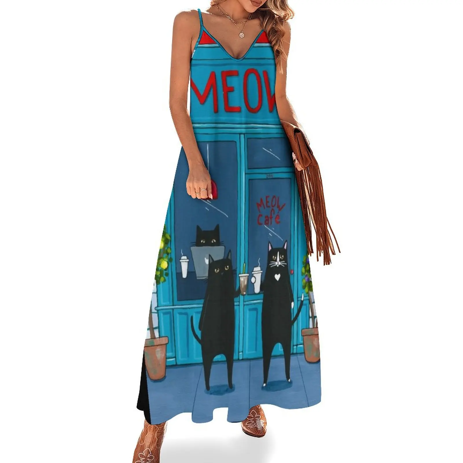 

The MEOW Cafe Sleeveless Dress Woman clothing Elegant gown