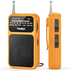 Compact Rechargeable Pocket Radio with Clear Sound & Headphone Jack (Orange)