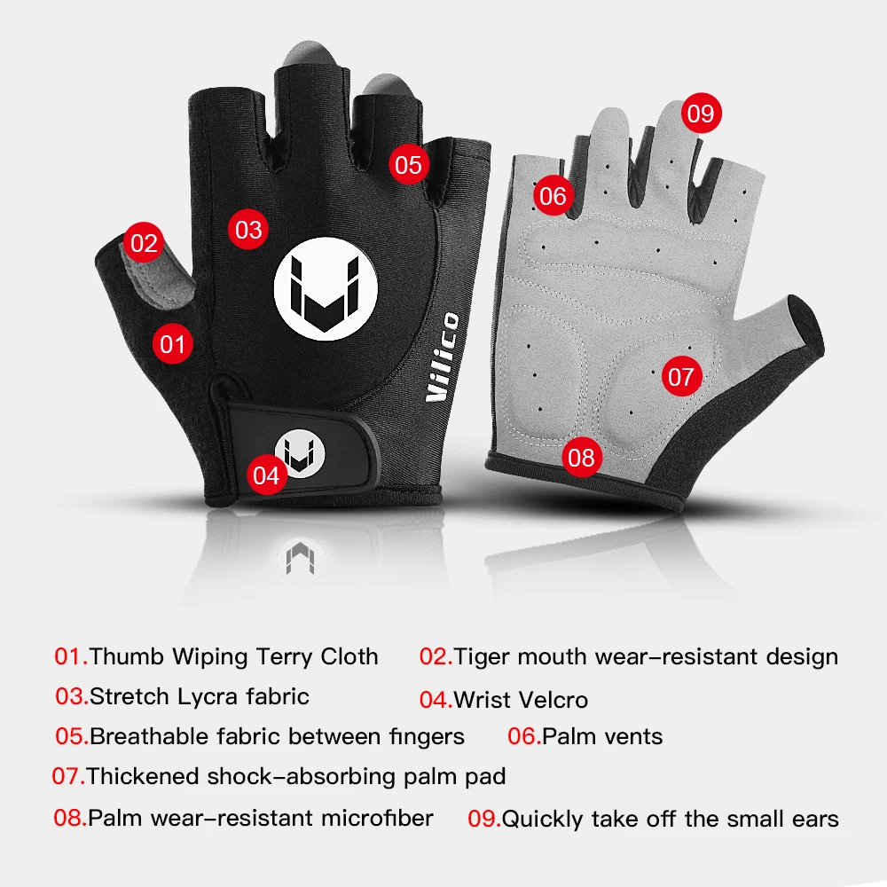 Kyncilor Outdoor Cycling Anti Slip and Anti Sweat Half Finger Gloves Breathable and Shock-absorbing Sports Mountain Bike Gloves 3