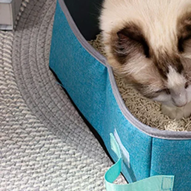 Folding Cat Litter Box Portable Waterproof Oxford Cloth Cat Litter Box Cat Toilet Cleaning Basin Supplies Pet Toilet