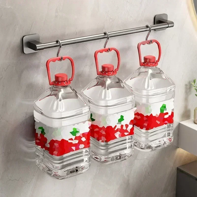 Bathroom Towel Holder White Without Drilling Bathroom Black Towel Rack Bar Self-Adhesive TowelRack TowelRail New
