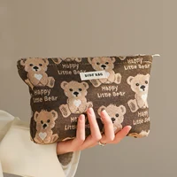 Cute Bear Female Cosmetic Bag Large Capacity Cosmetic Lipstick Storage Bag Portable Travel Toiletry Bag Commuter Clutch 1