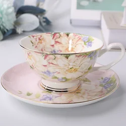 British Afternoon Tea Cup - Premium Ceramic Coffee Mug and Plate Set - 101 - 200ml (A)