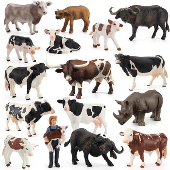 Simulation Ranch Animal Figurine Poultry Cattle Cows Yak Buffalo Model Home Decor Action Figure Educational Toys for Children