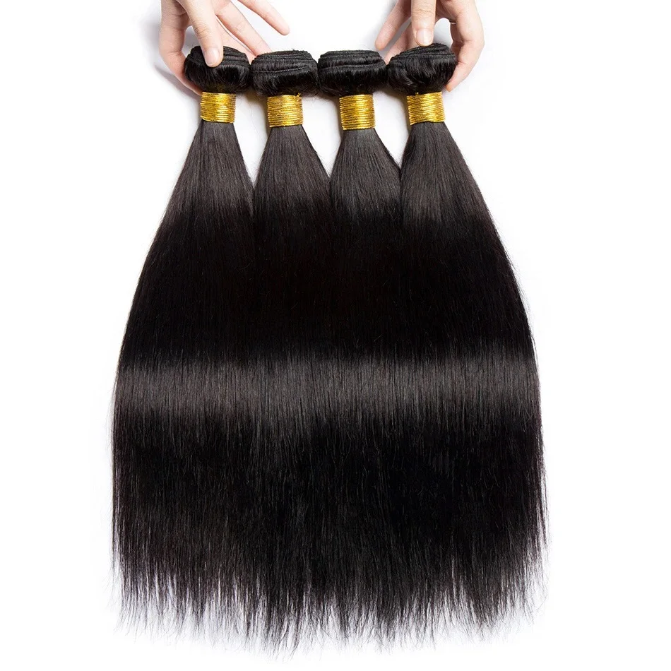 Straight Human Hair Bundles Brazilian Hair Weave Bundles 1/3PCS Human 30 Inch Double Weft Extensions