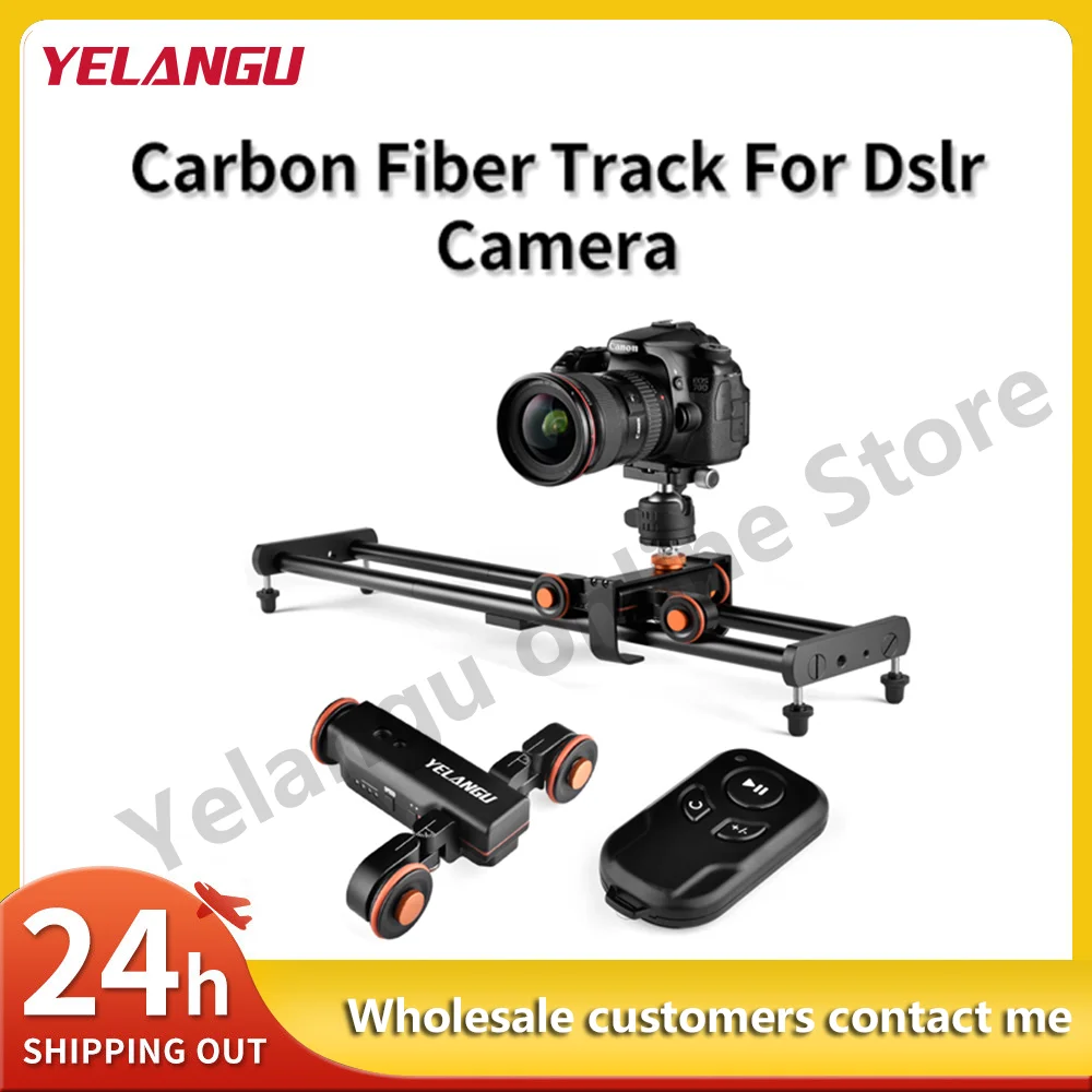 YELANGU 60cm Camera Video Track Dolly Rail + L4X Motorized Electric Track Slider Video Dolly for Smartphone SLR Camera