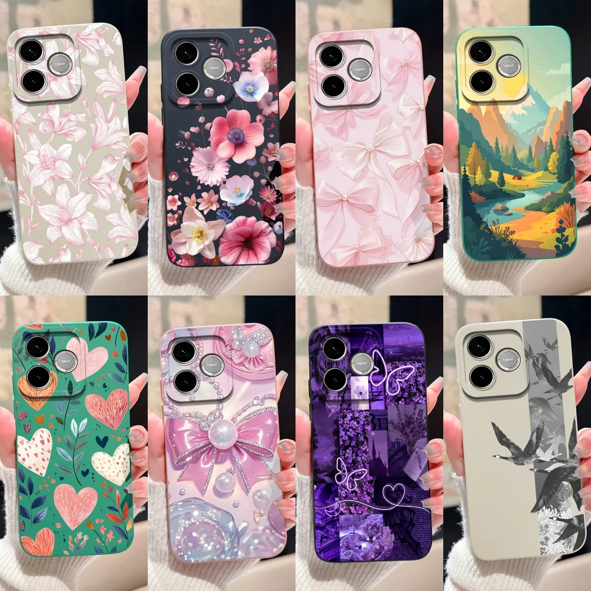 Candy Color Floral Durable Anti-Drop Simple Bumper Case