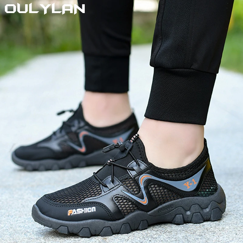 Oulylan Climbing Shoes Walking Mesh Breathable Men's Casual Outdoor Non-Slip Durable Hiking Shoes Wading Sports Shoes Male