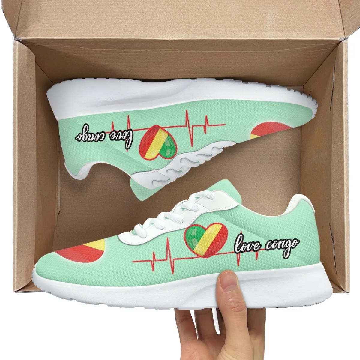 Republic of Congo Flag Pattern Breathable Soft Women Casual Shoes Comfort Shock Absorbing Non-slip Ladies Sneaker for Outdoor