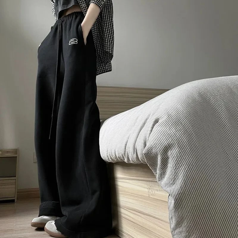 Deeptown Baggy Y2k Black Sweatpants Jogging Wide Leg Women's Pants Sports Korean Fashion Casual Jogger Trouser America Style